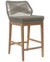 Modway Wellspring Outdoor Patio Teak Wood Bar Stool In Grey