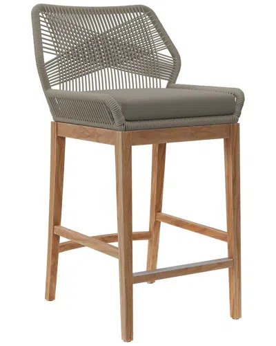 Modway Wellspring Outdoor Patio Teak Wood Bar Stool In Grey