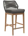 Modway Wellspring Outdoor Patio Teak Wood Bar Stool In Grey