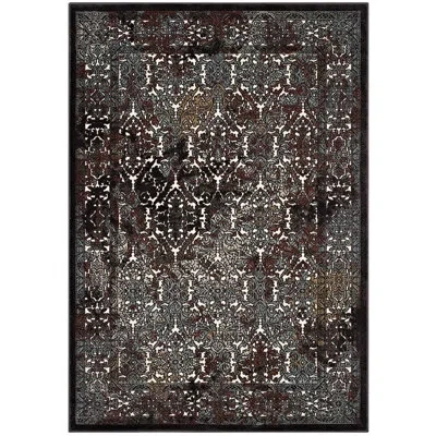 Modway Westia Ornate Turkish 8x10 Vintage Area Rug In Dark Brown And Silver Blue In Dark Brown;silver Blue