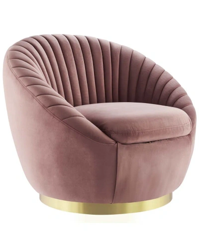 Modway Whirr Tufted Performance Velvet Swivel Chair In Pink