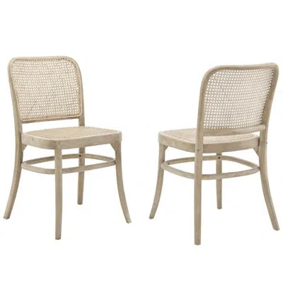 Modway Winona Wood Dining Side Chair Set Of 2 In Neutral