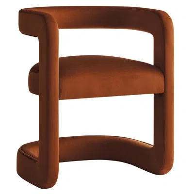Modway Winslow Barrel Performance Velvet Dining Chair In Rust