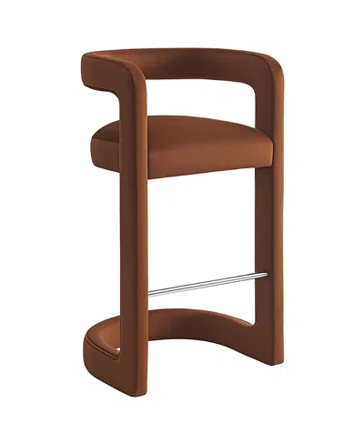 Modway Winslow Performance Velvet Bar Stool In Brown
