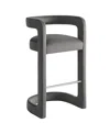 Modway Winslow Performance Velvet Bar Stool In Gray
