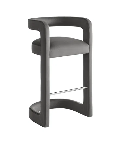 Modway Winslow Performance Velvet Bar Stool In Gray