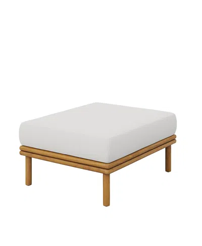 Modway Wren Outdoor Patio Teak Wood Ottoman In White
