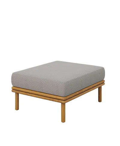 Modway Wren Outdoor Patio Teak Wood Ottoman In Gray