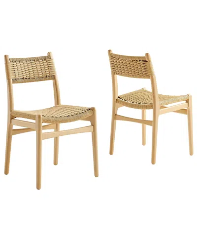 Modway Wynn Rope And Wood Dining Side Chairs, Set Of 2 In Neutral