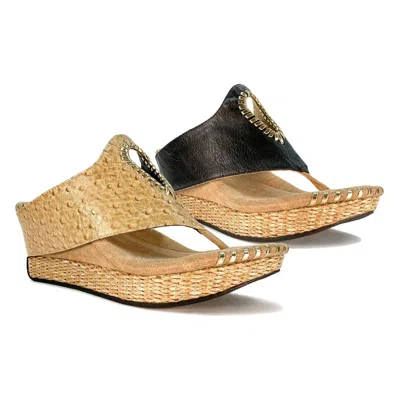 Modzori Lucia Sandal In Black/tan In Gold