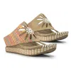Modzori Women's Flora Mid Wedge Reversible Sandal In Pink Multicolor/tan In Brown