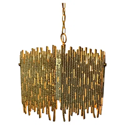 Pre-owned Moe Lighting Golden Brass Brutalist Pendant By  In Brown