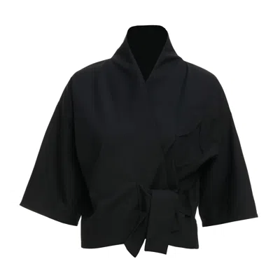 Moe Women's Charcoal Black Wool Vest Jacket - Front Pocket