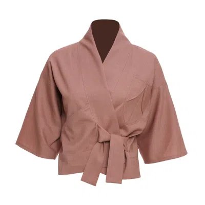 Moe Women's Pink Rose Wool Vest Jacket - One Pocket