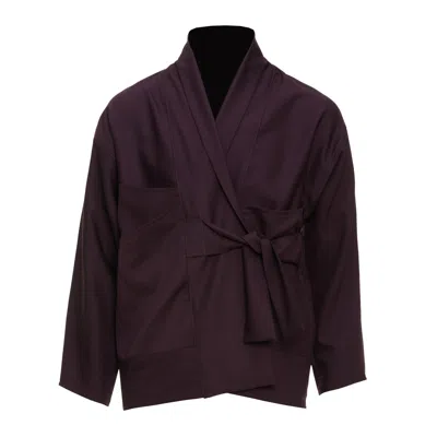 Moe Women's Red Plum Wool Vest Jacket - Double Pockets In Burgundy