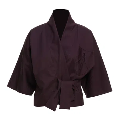 Moe Women's Red Plum Wool Vest Jacket - One Pocket In Purple