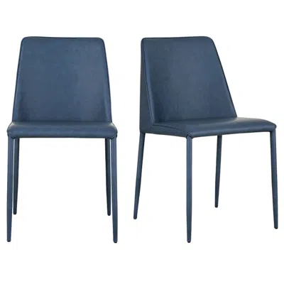 Moe's Furniture Nora Dining Chair Ocean Cavern Grey Vegan Leather - Set Of Two