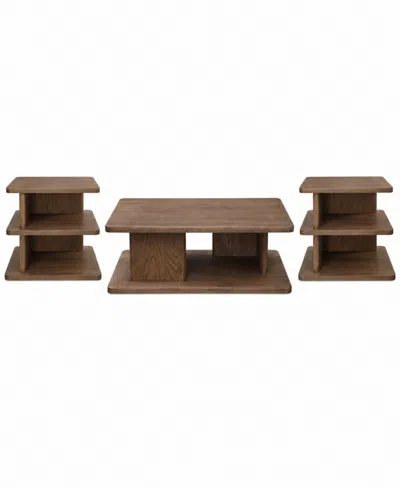 Moe's Home Collection Cassie 3-piece Wood Coffee Table Set In Brown