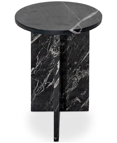 Moe's Home Collection Grace 20" Marble Round Accent Table In Black