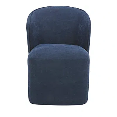 Moe's Home Collection Larson Rolling Dining Chair With Performance Fabric In Navy Blue