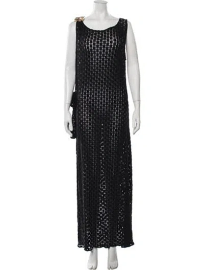 Pre-owned Moeva Patterned Long Dress In Black