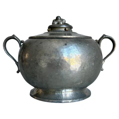 Pre-owned Mogens Ballin 1920s Just Andersen Art Deco Lidded Tin Bowl, Denmark In Gray