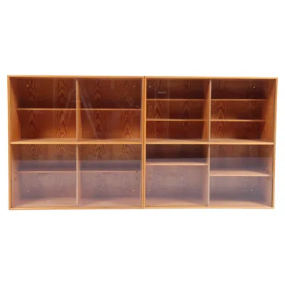 Pre-owned Mogens Koch Pair Of Wall Mount Display Cabinets In Pine By , 1960s In Brown