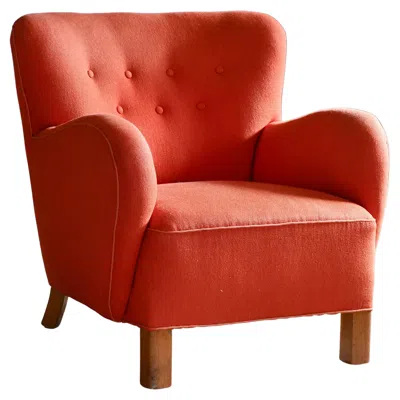Pre-owned Mogens Lassen 1940s Danish Mid-century Modern Club Chair In Red Wool