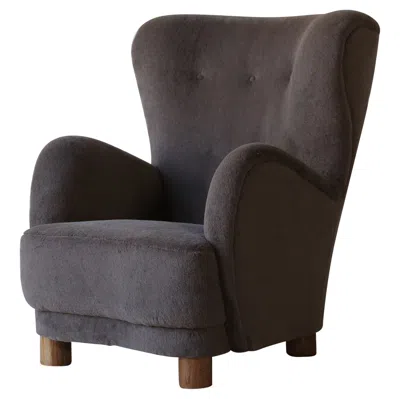 Pre-owned Mogens Lassen A High Back Arm Chair, Upholstered In Pure Alpaca Wool In Brown