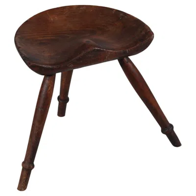 Pre-owned Mogens Lassen Antique Danish Sculptural Milking Stool Dark Wood 3-legged,  Style In Brown