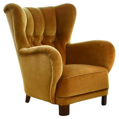 Pre-owned Mogens Lassen Danish 1940s Large Lounge Chair With Organic Rounded Proportions Yellow Mohair.