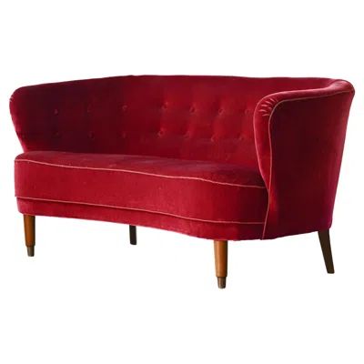 Pre-owned Mogens Lassen Danish Banana Form Curved Sofa Or Loveseat Early 1950s In Brown