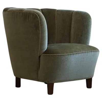Pre-owned Mogens Lassen Danish Midcentury, Curved Club Chair, Viggo Boesen Style, 1940s In Brown