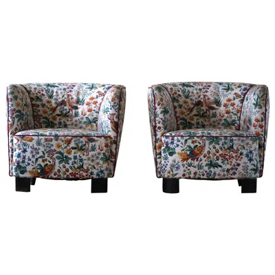Pre-owned Mogens Lassen Danish Mid-century, Pair Of Curved Club Chairs, Viggo Boesen Style, 1940s In Brown