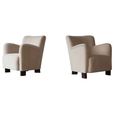 Pre-owned Mogens Lassen Elegant Pair Of Lounge Chairs, Upholstered In Pure Alpaca In Brown