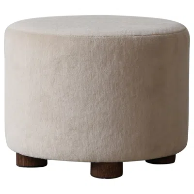 Pre-owned Mogens Lassen Low Round Ottoman / Footstool In Pure Alpaca In Brown