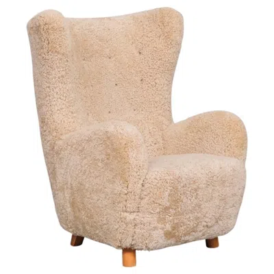 Pre-owned Mogens Lassen Mid-century Danish Shearling Teddy Bear Armchair Attr. To  In Brown