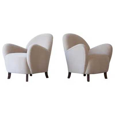 Pre-owned Mogens Lassen Pair Of Charming Armchairs, Upholstered In Pure Alpaca In Brown