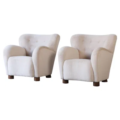 Pre-owned Mogens Lassen Pair Of Lounge Armchairs, Upholstered In Pure Alpaca In Brown