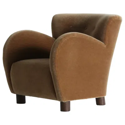 Pre-owned Mogens Lassen Round Arm Lounge Chair, Newly Upholstered In Pure Mohair In Brown