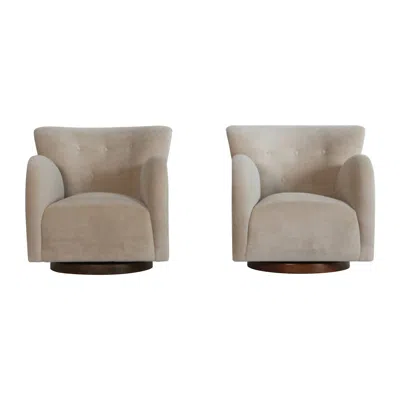 Pre-owned Mogens Lassen Superb Pair Of Swivel Lounge Chairs, Upholstered In Pure Alpaca In Brown