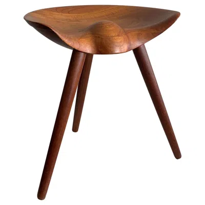 Pre-owned Mogens Lassen Teak Stool For K. Thomsen, Denmark In Brown