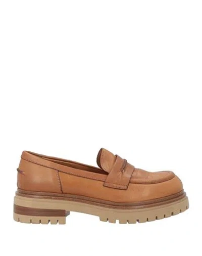 Mohai Woman Loafers Tan Size 8 Leather In Brown