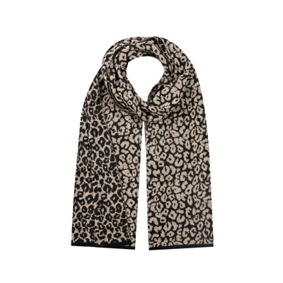 Mohair&angora Black Leopard Scarf Women's