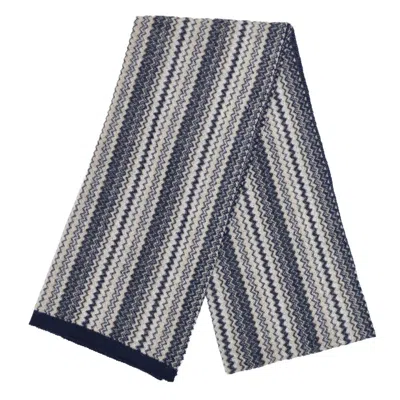 Mohair&angora Women's Blue / White Mohair Shawl Amsterdam Navy In Metallic