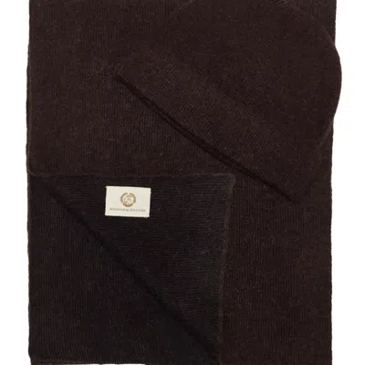 Mohair&angora Women's Wool-mohair Beanie & Scarf Set Brown