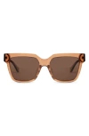 Mohala Eyewear Hana 55mm Low Bridge Wide Width Polarized Square Sunglasses In Brown