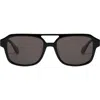 Mohala Eyewear Hanalei 55mm Low Nose Bridge Wide Width Polarized Top Bar Sunglasses In Black Lava/gray Lenses