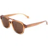 Mohala Eyewear Hanalei 55mm Low Nose Bridge Wide Width Polarized Top Bar Sunglasses In Spiced Tea/tan Lenses