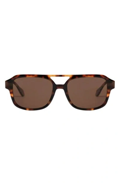 Mohala Eyewear Hanalei 55mm Medium Nose Bridge Wide Width Polarized Top Bar Sunglasses In Brown